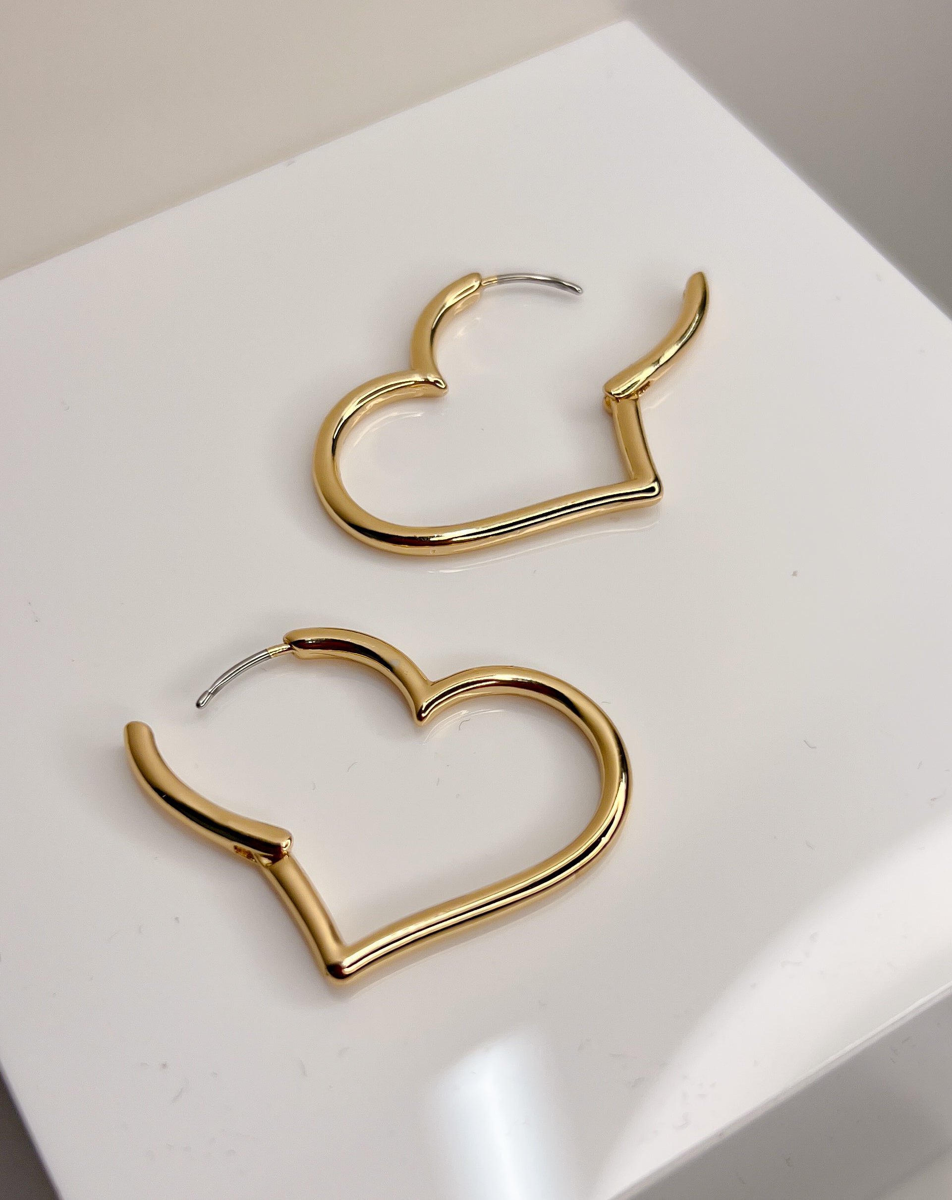 Gold Heart Drop Earrings