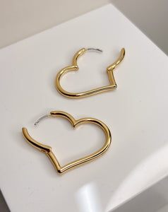 Gold Heart Drop Earrings