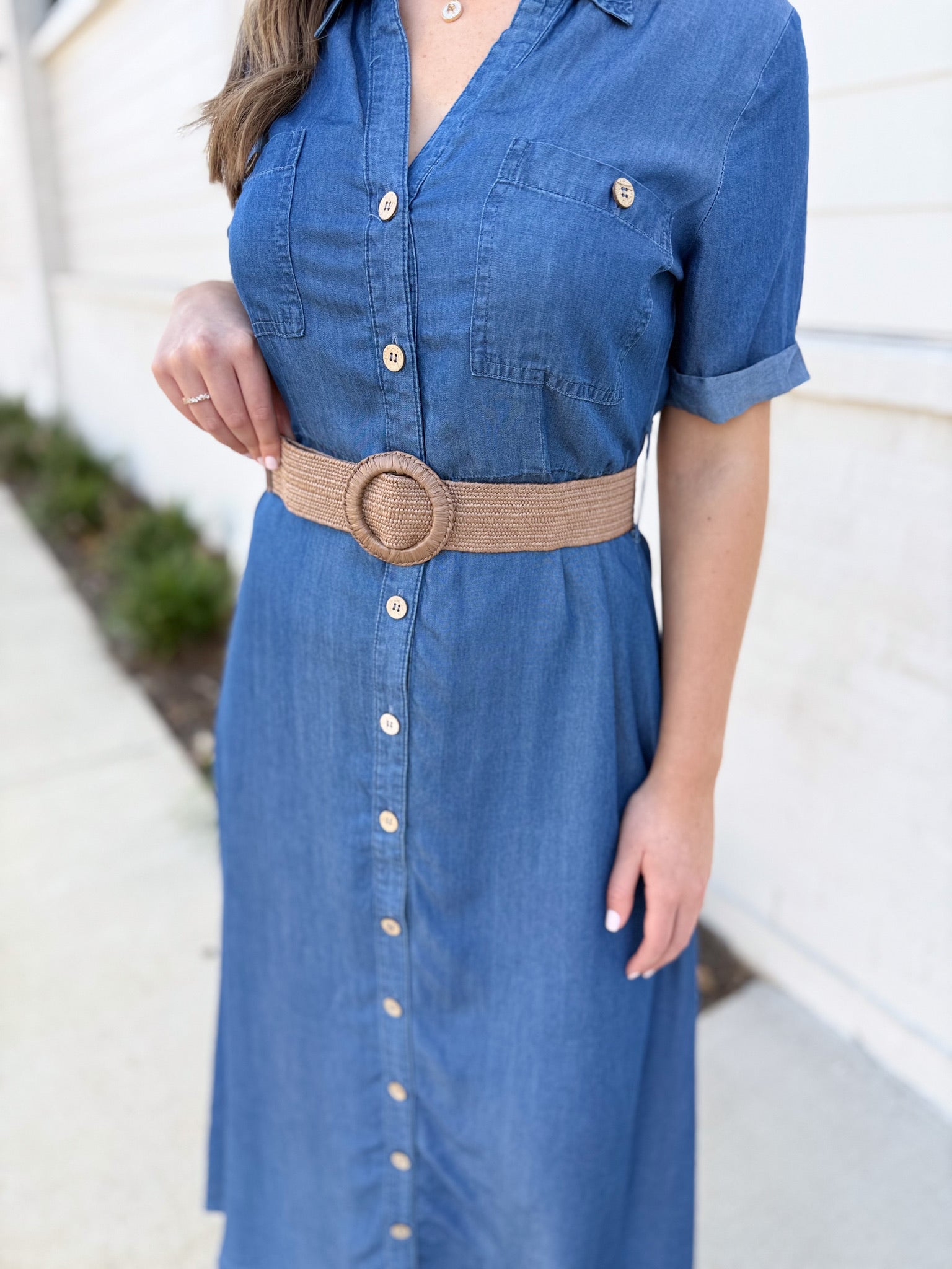 Only You Know Indigo Belted Dress