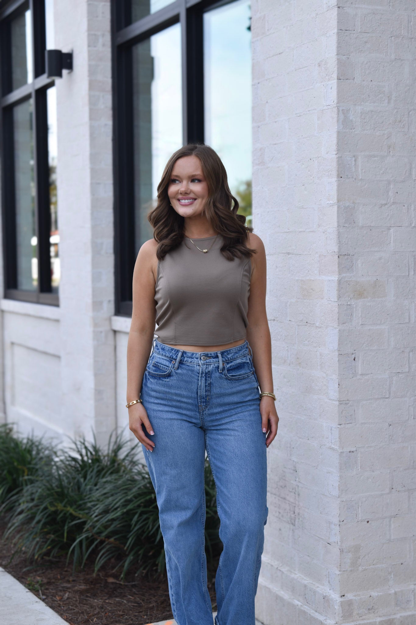When The Stars Align Desert Taupe Contour Ponte Short Tank
