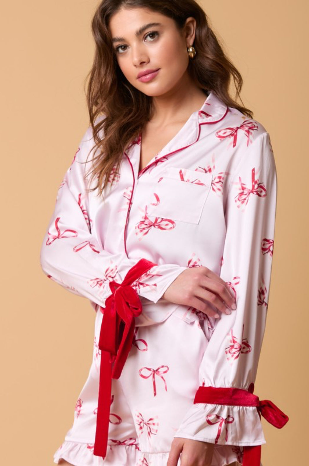 Sleep Tight Satin Bow Pajama Top