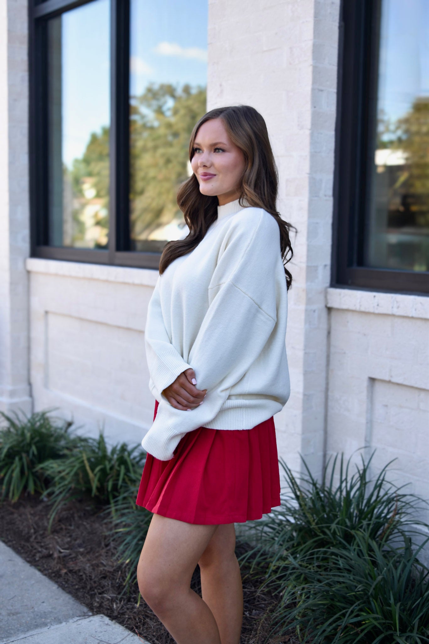 Amelia Cream Mock Neck Long Sleeve Sweater