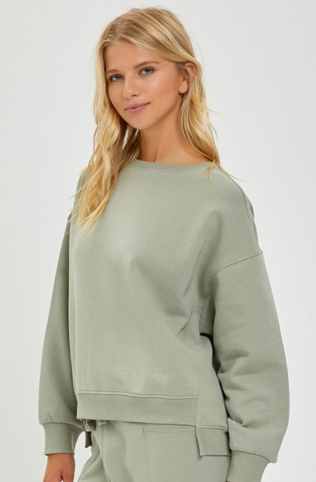 Always Cold Oversized Sage Step Hem shirt