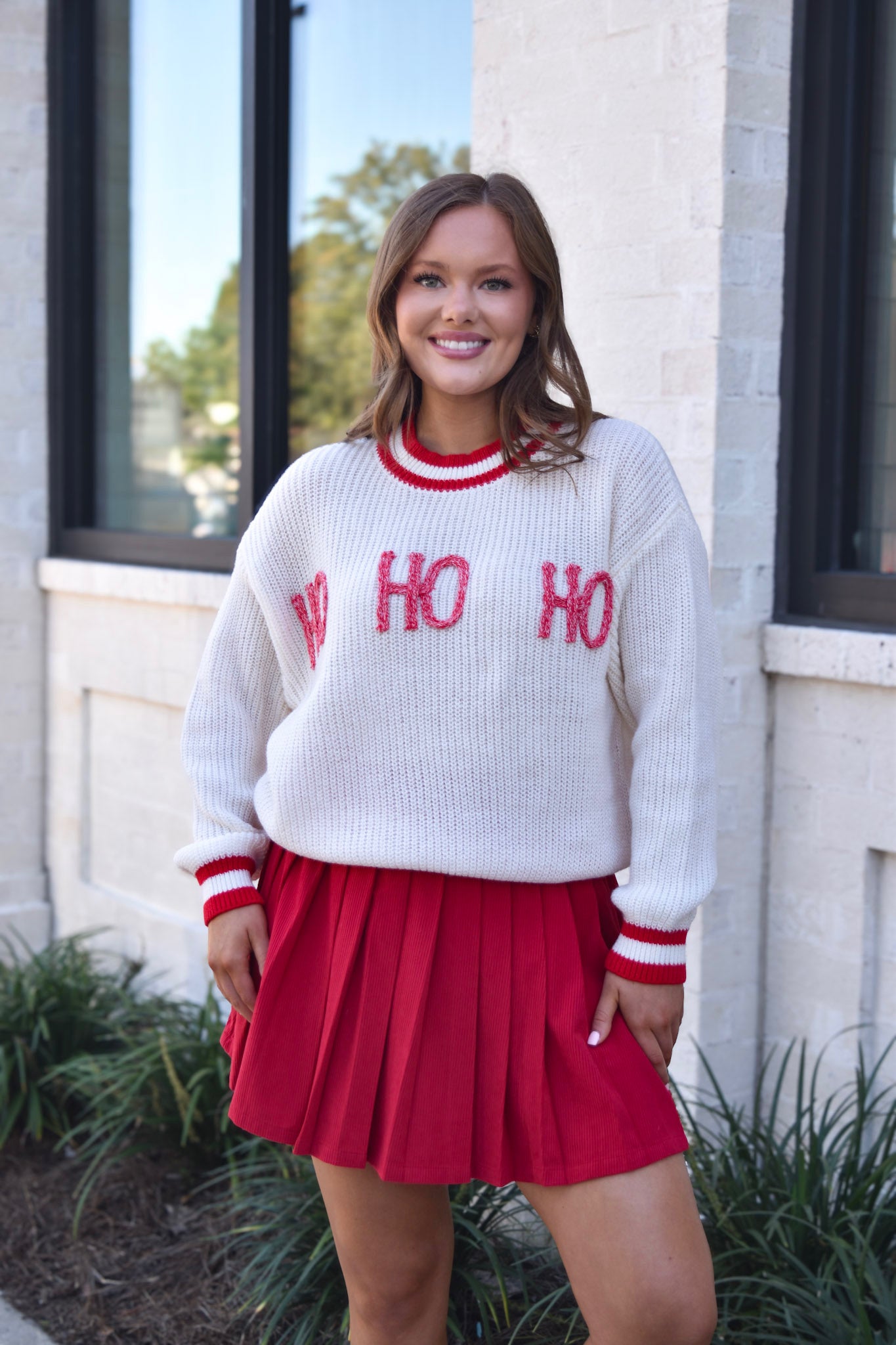 Ho Ho Ho Cream Crew Neck Sweater