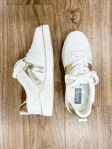 Anna White w/ Gold Accent Sneakers