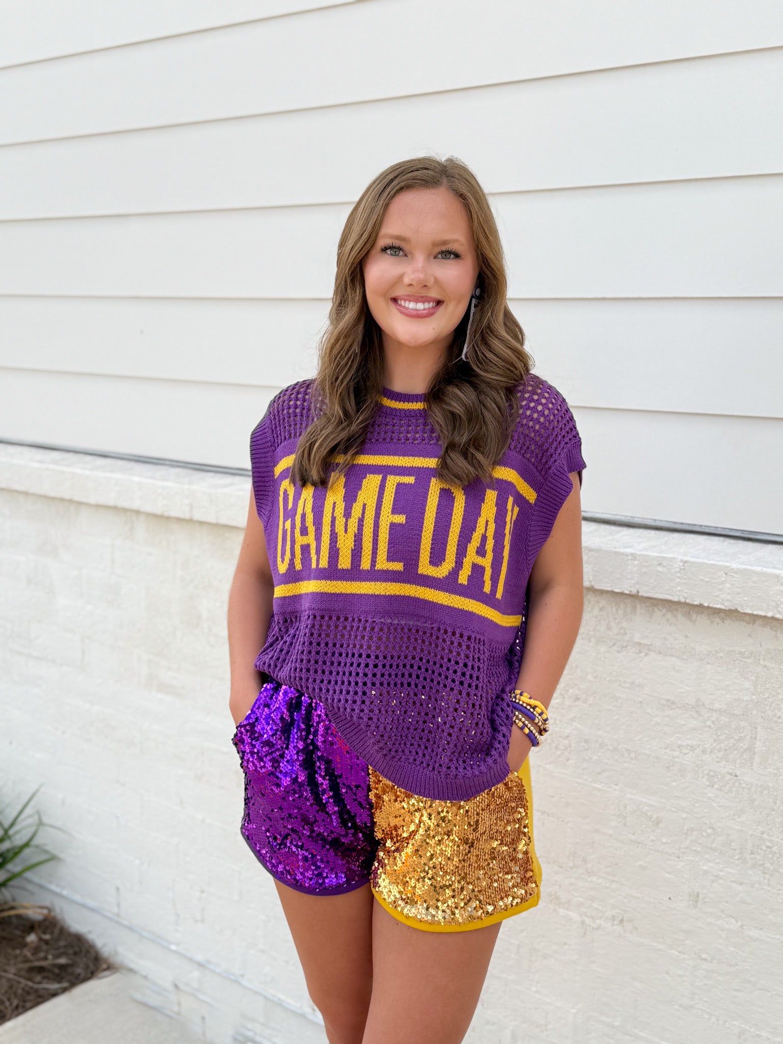 Cheer Section Purple Game Day Top