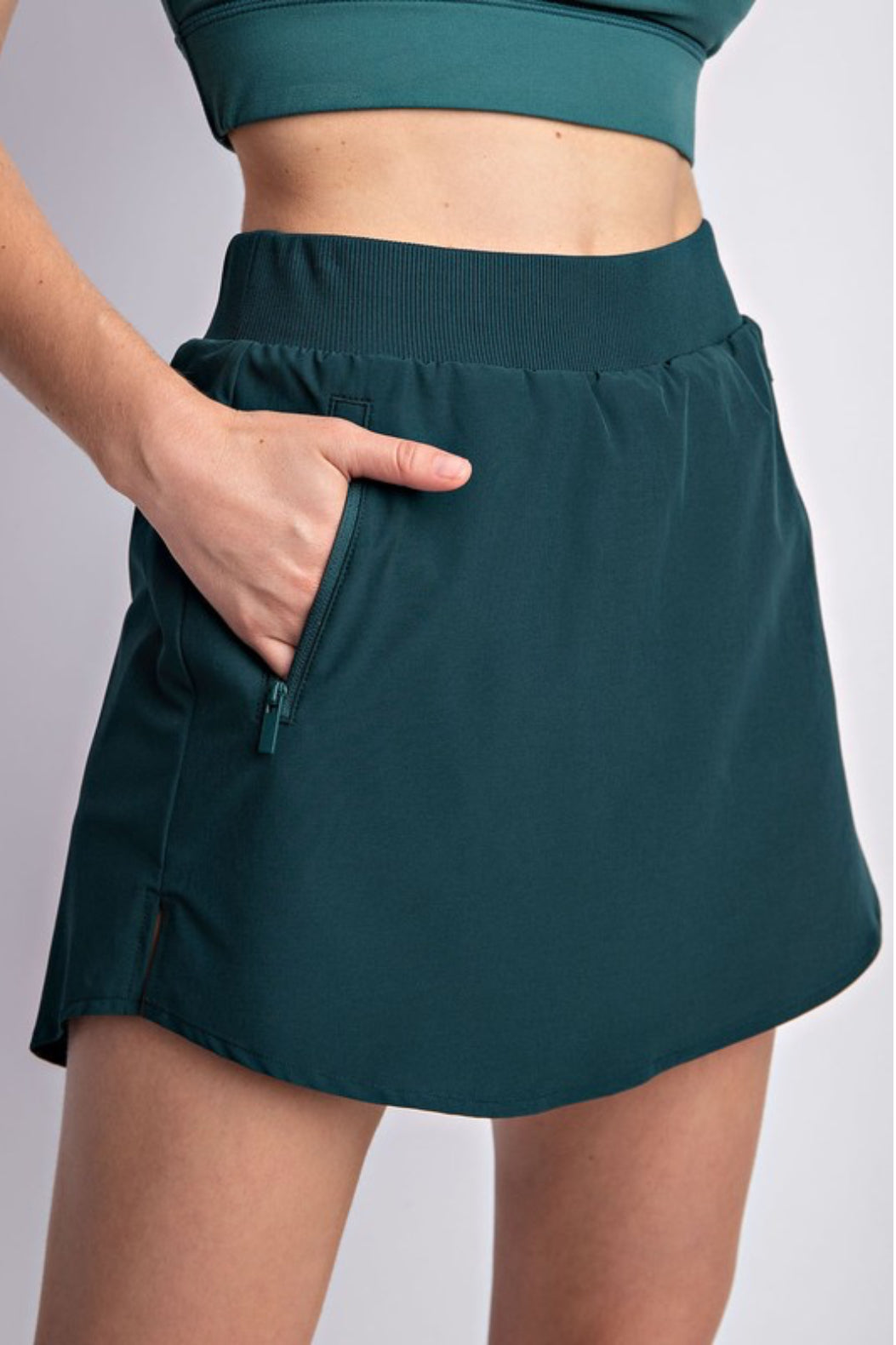 Pushing Forward Green Fleece Lined Skort