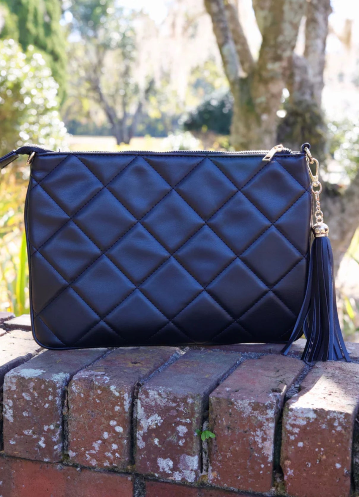Madelyn Black Quilted Clutch/Crossbody