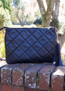 Madelyn Black Quilted Clutch/Crossbody