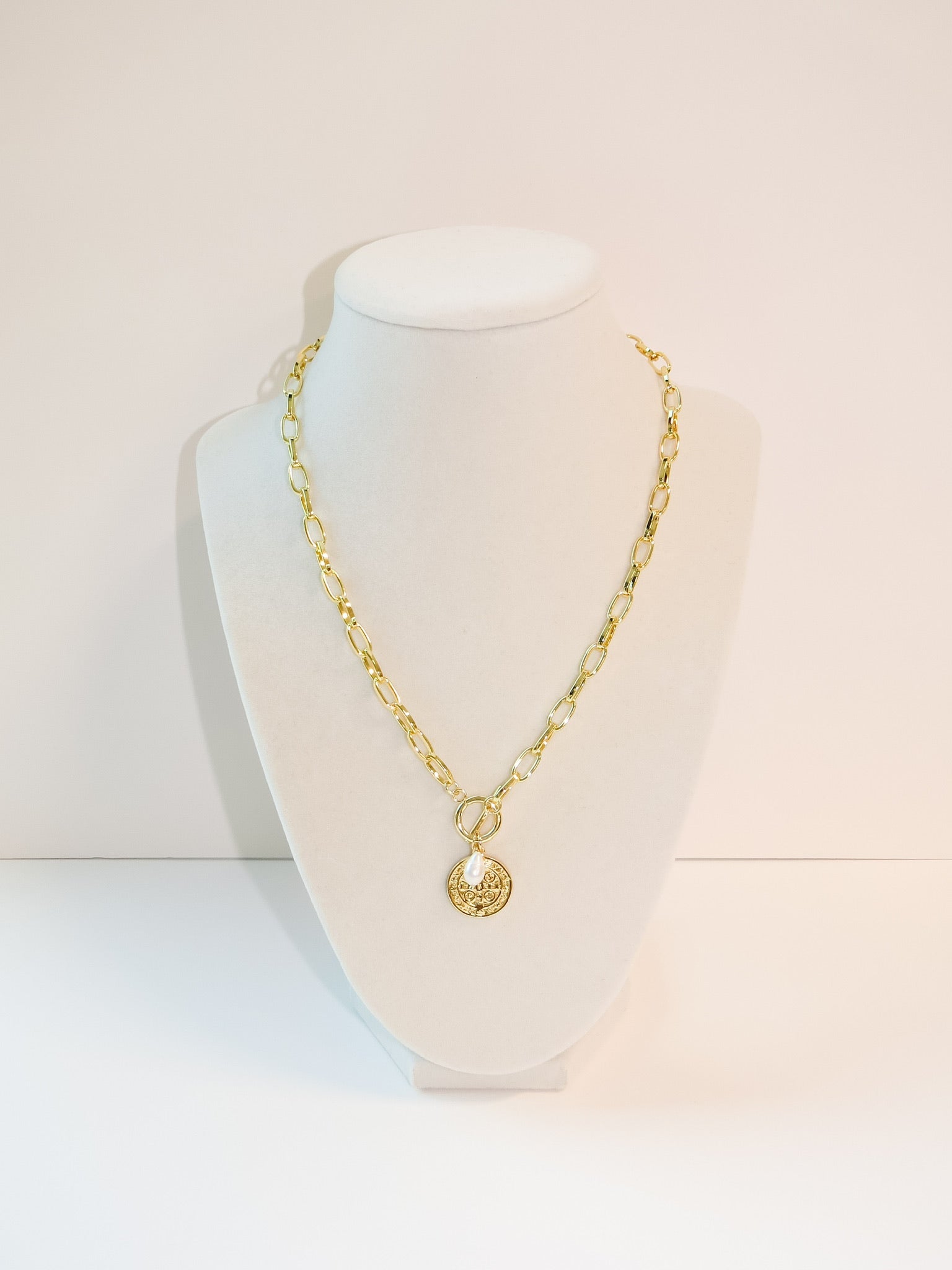 Toggle Pearl & Coin Necklace