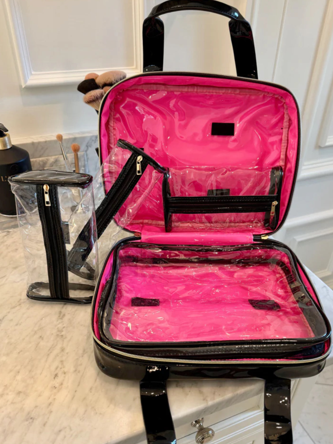 Punta Cana Black Patent Large Travel Case