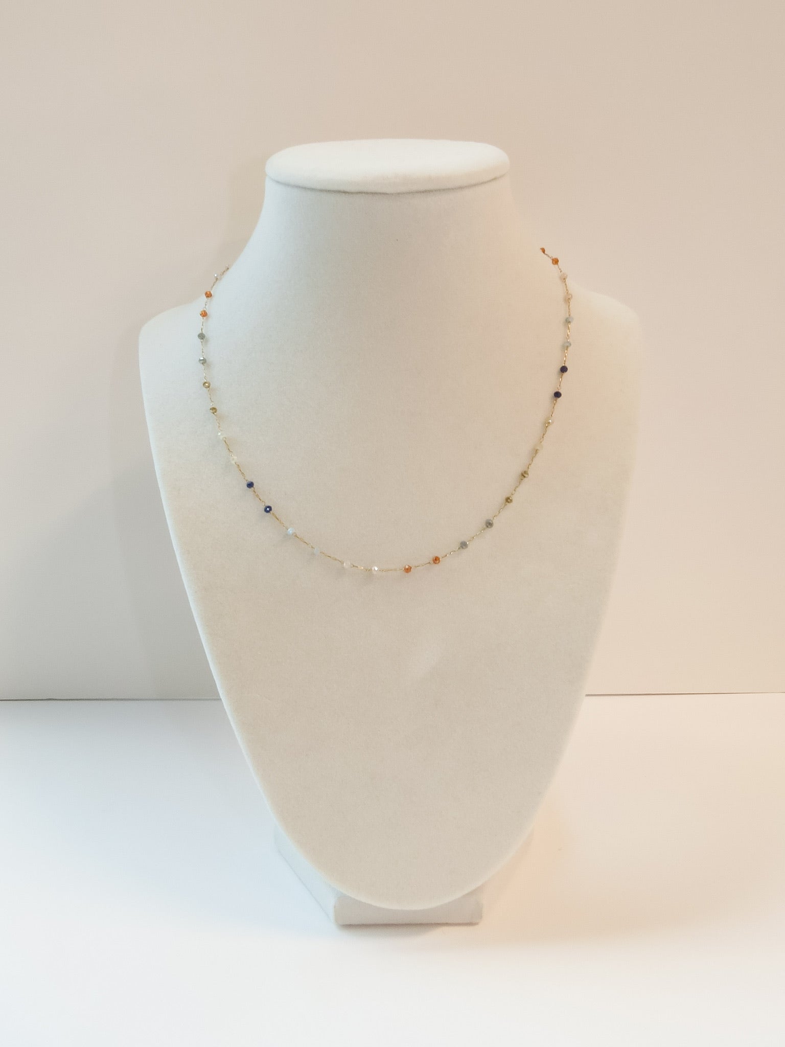 Mini Dainty Multi Glass Crystal 15" Necklace