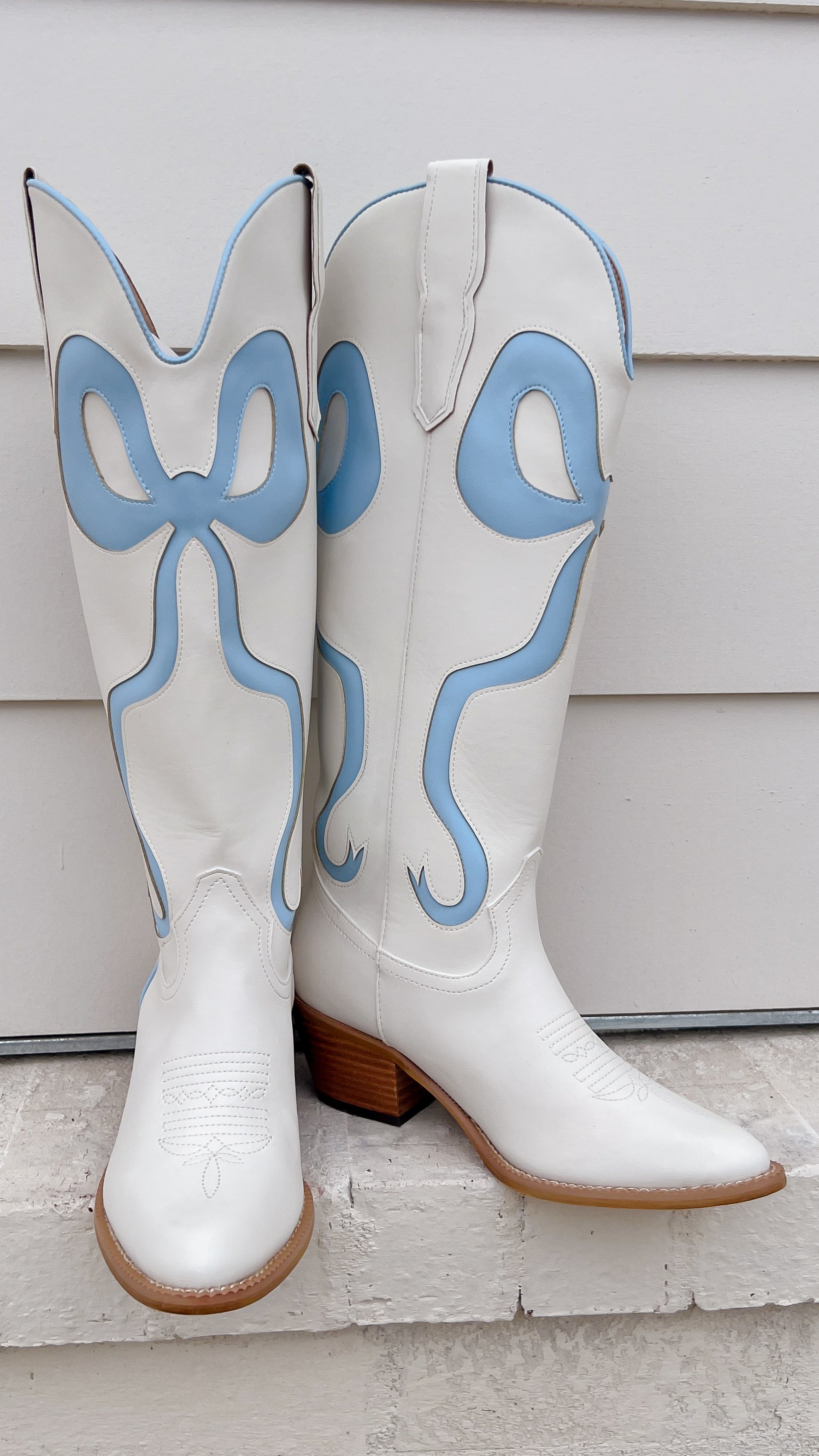 Ruby White/Blue Tall Western Boot