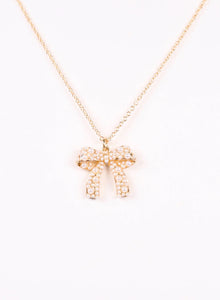 Lohan Pearl Bow Necklace