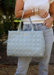 Shane Dusty Blue Patent Tote