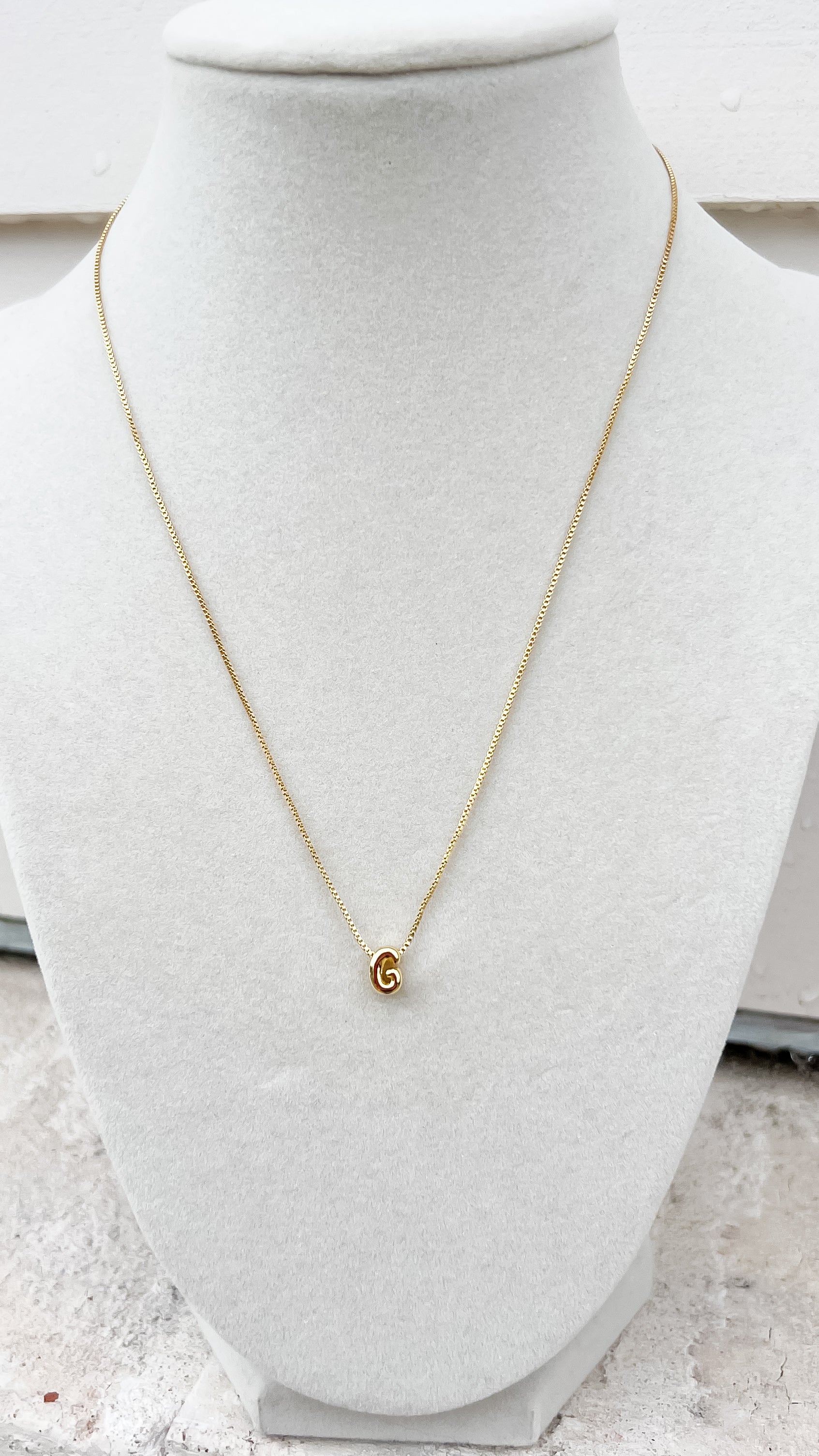 Gold Bubble Initial Necklace