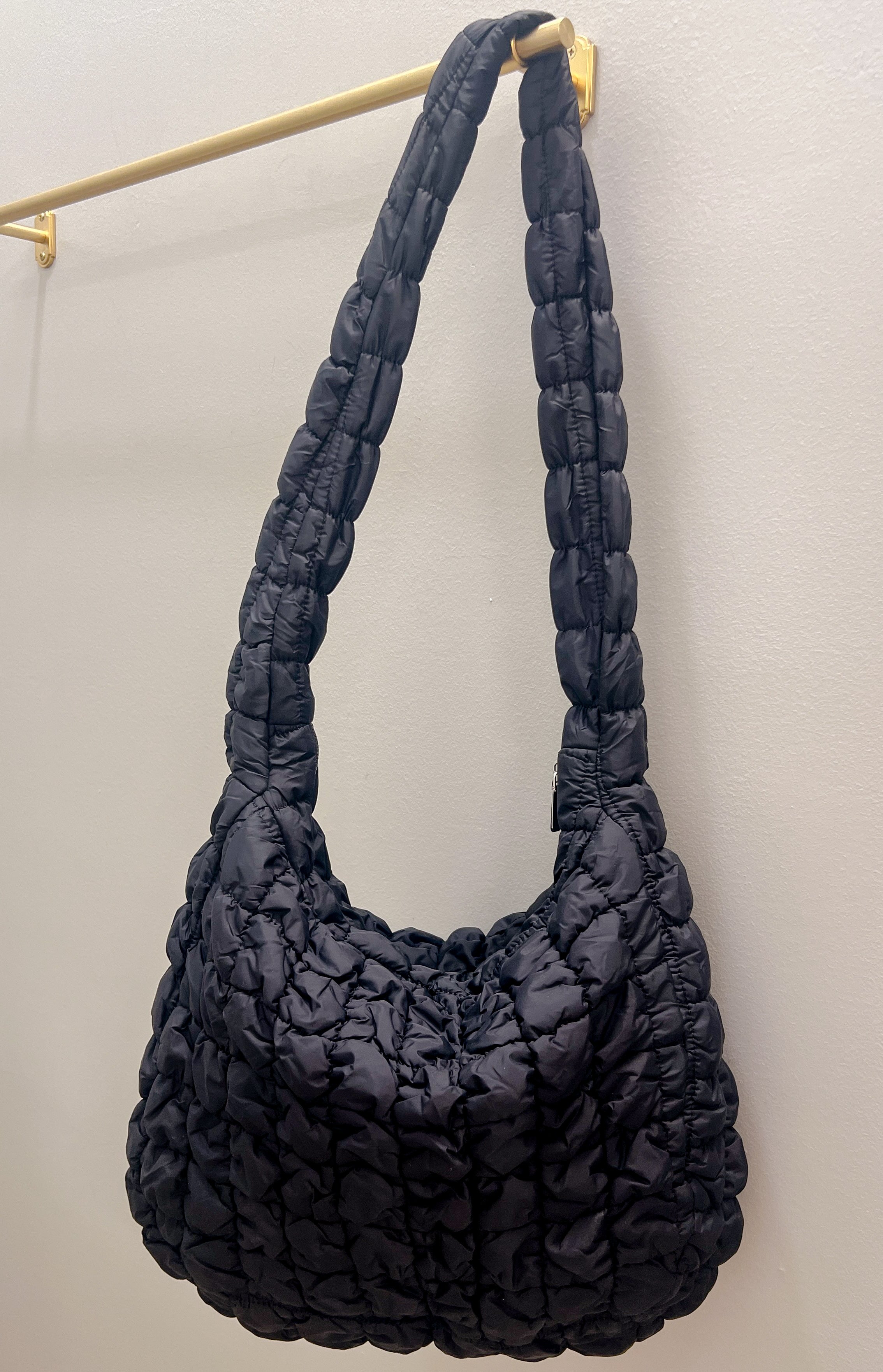 Black Quilted Puffer Tote Bag