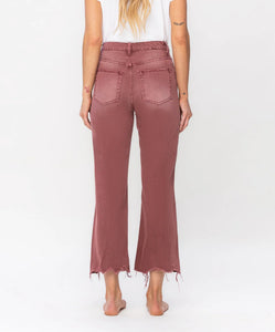 Candace 90s Vintage Crop Flare Russet Brown Jeans