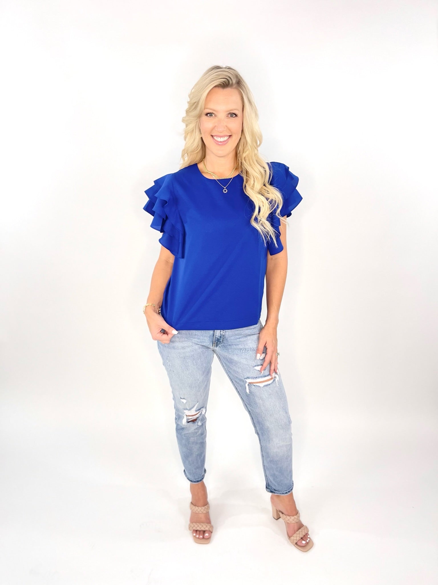 Easy To Love Royal Blue Flowy Sleeve Top