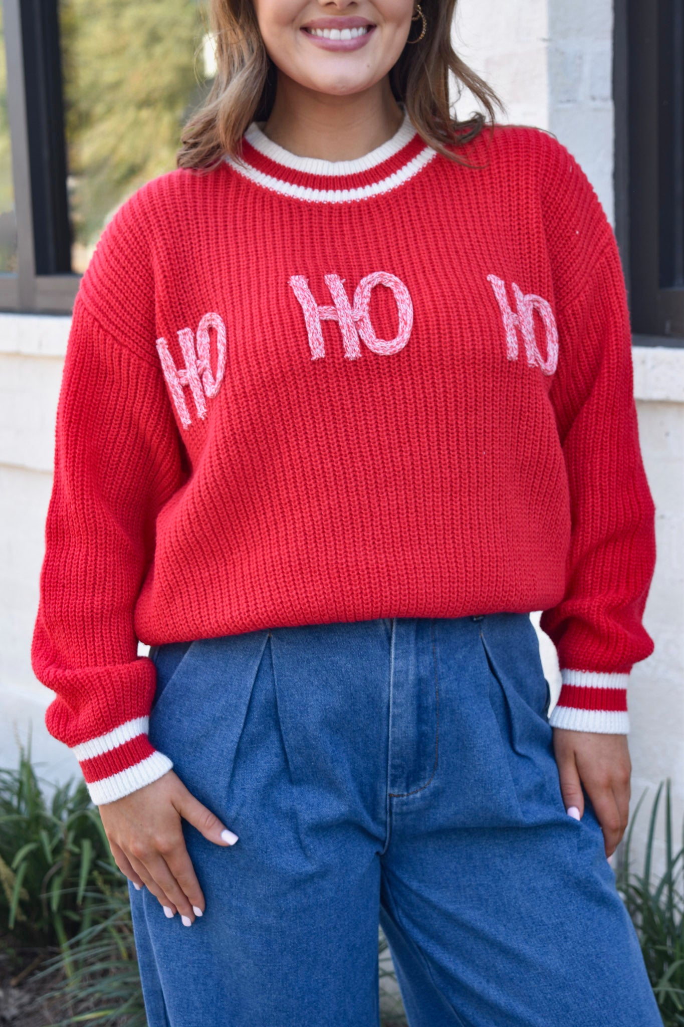 Ho Ho Ho Red Crew Neck Sweater