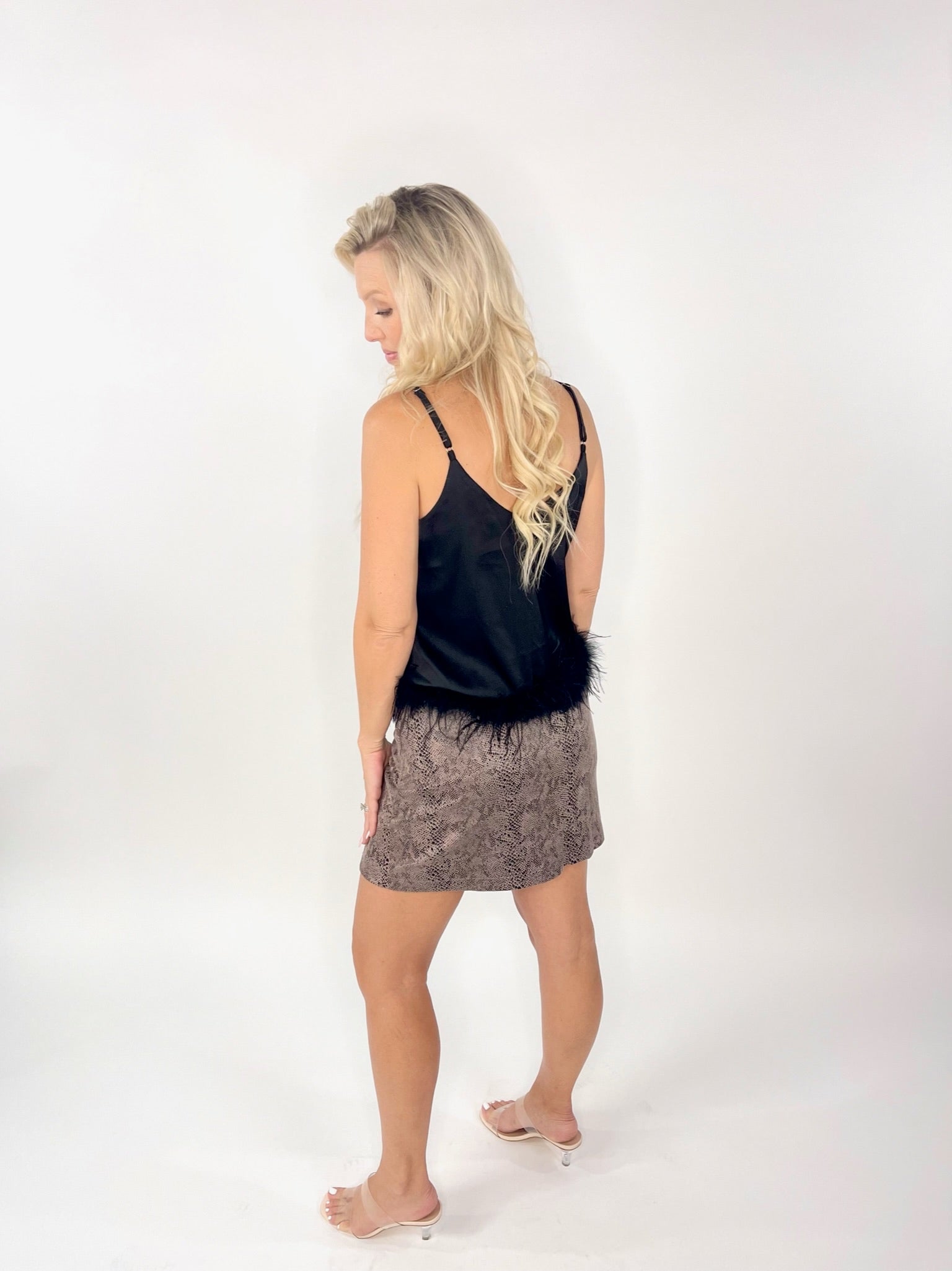 Something To Talk About Snakeskin Printed Faux Suede Mini Skirt