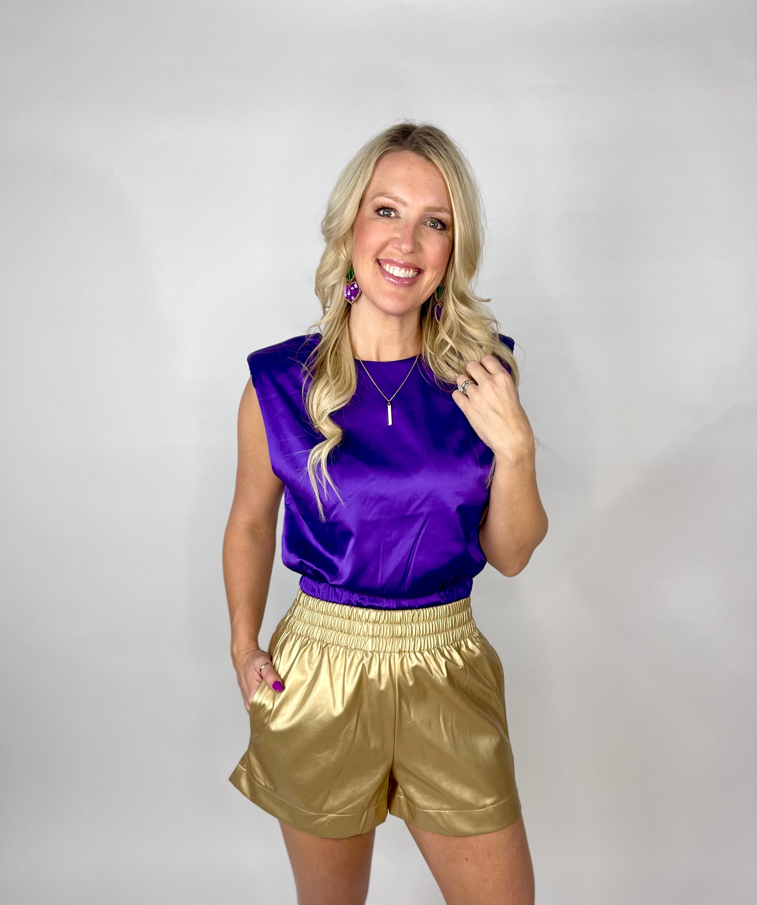 Rock Star Gold Faux Leather Shorts