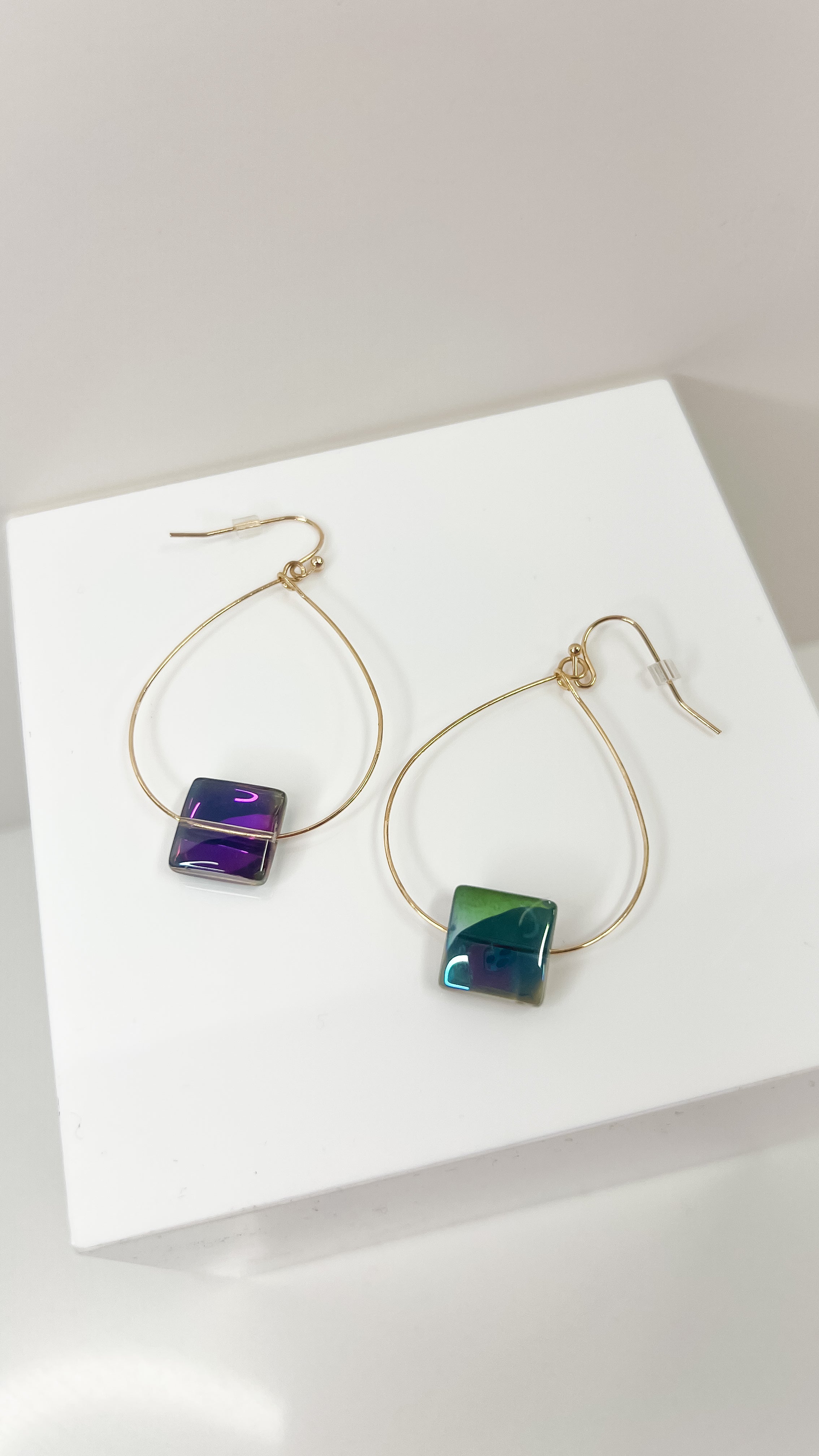 Gold Iridescent Charm Teardrop Earring