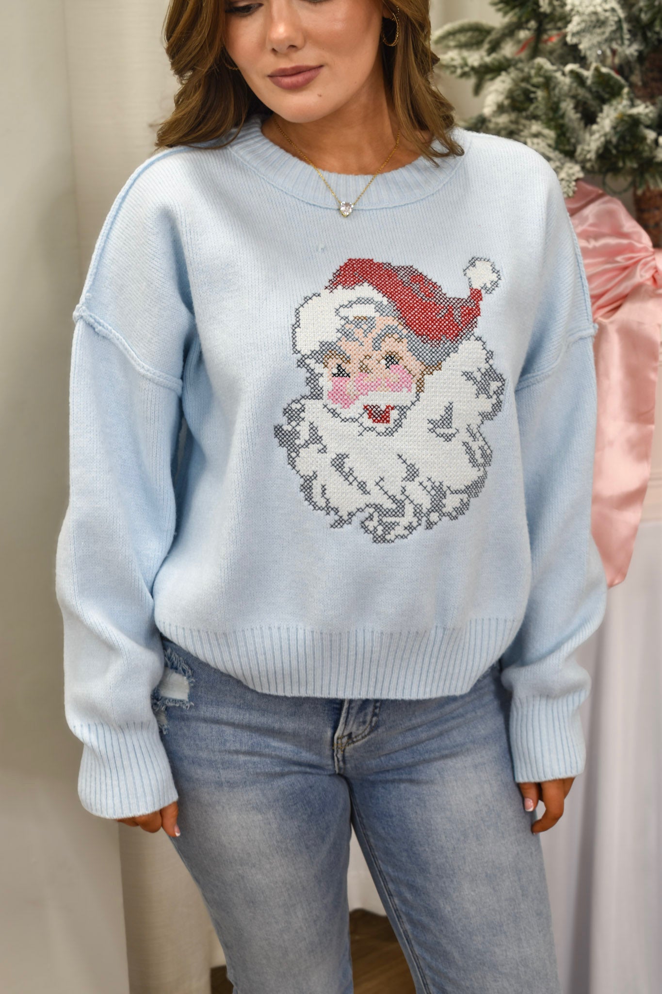 Santa Baby Blue Sweater