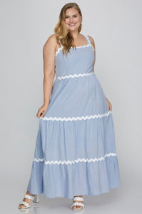 It's All About You Light Blue Midi Dress With Smocking