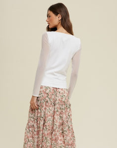 Walk This Way White Sheer Sleeve Top