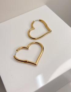 Gold Heart Drop Earrings