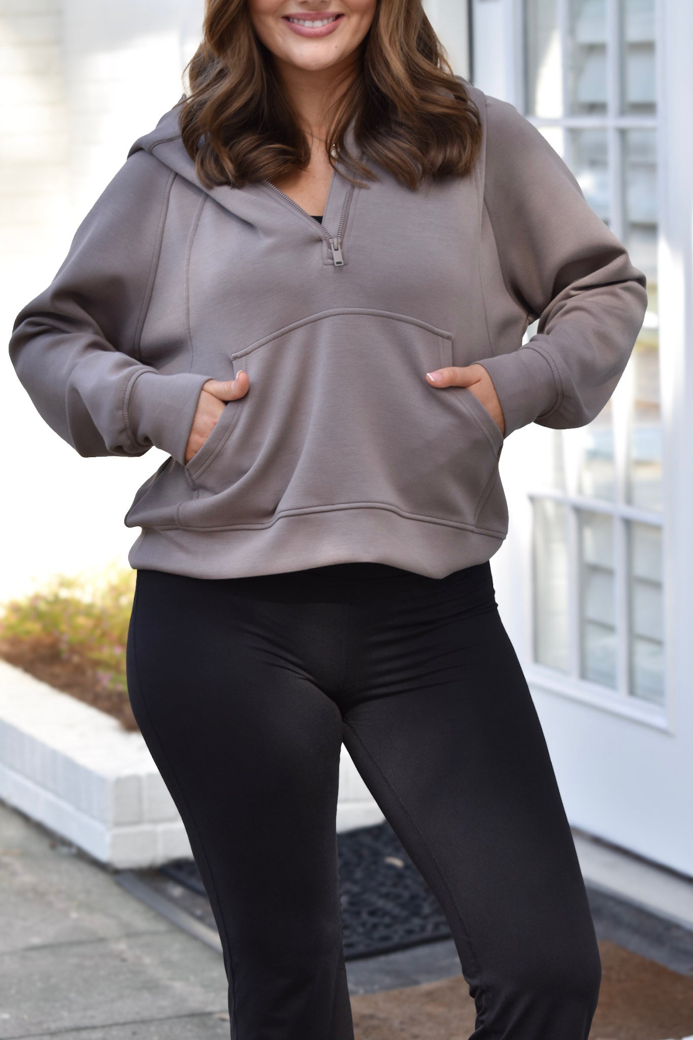 Daytime Strolls Mocha Quarter Zip Jacket