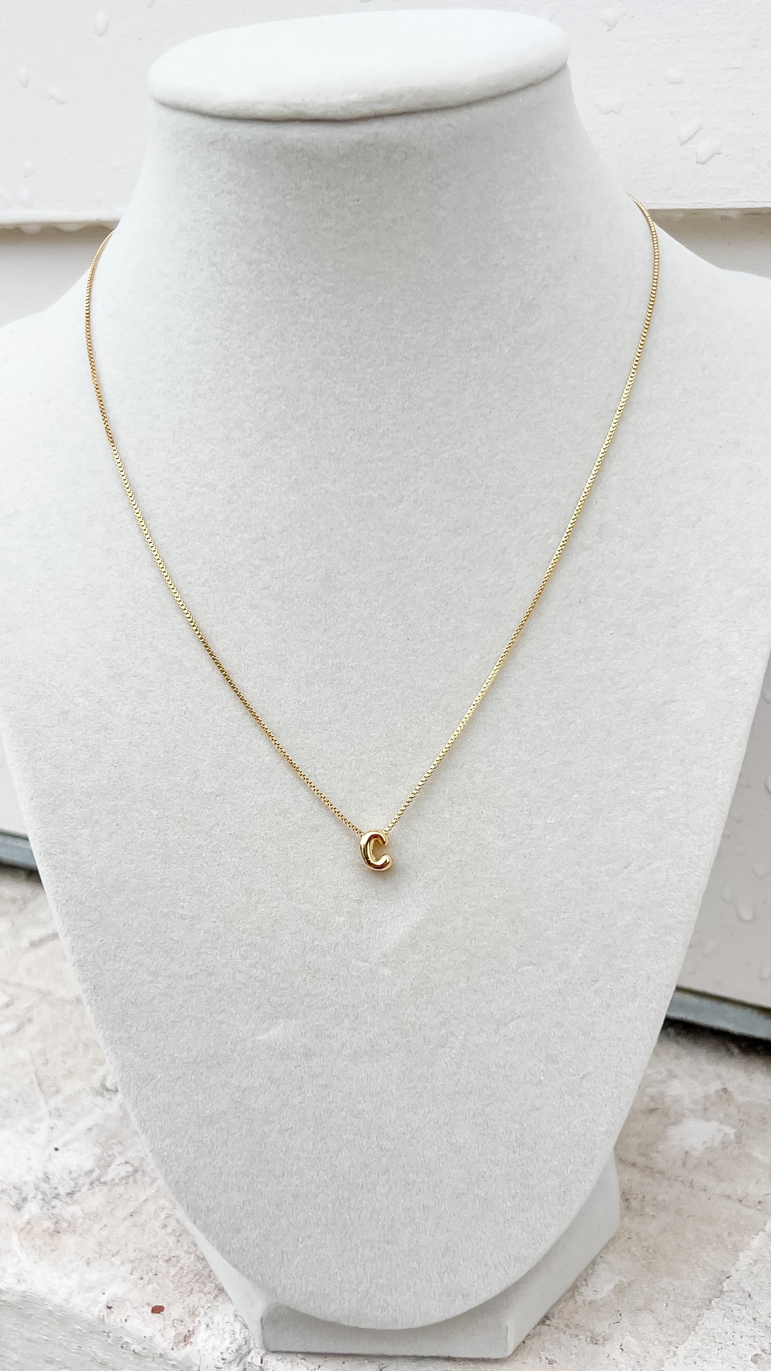 Gold Bubble Initial Necklace