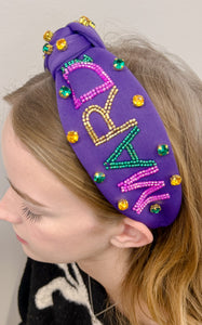 Mardi Gras Beaded Purple Headband