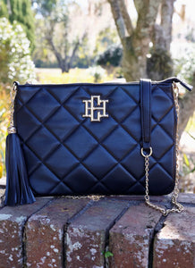 Madelyn Black Quilted Clutch/Crossbody