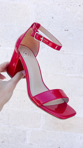 LUCY RED PATENT LEATHER BLOCK HEEL