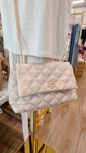 Leigh Nude Quilted Crossbody Purse