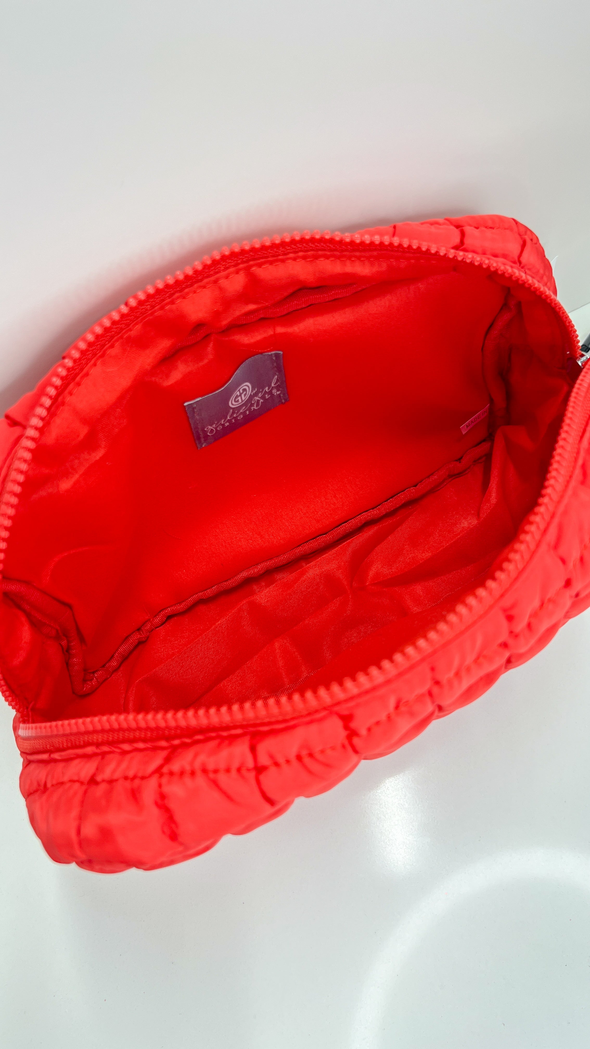 Puffer Quilted Makeup Bag Red