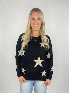 Star Pattern Black Sweater