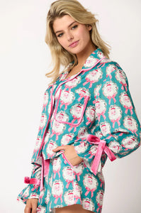 Santa Satin Print Pajama Set