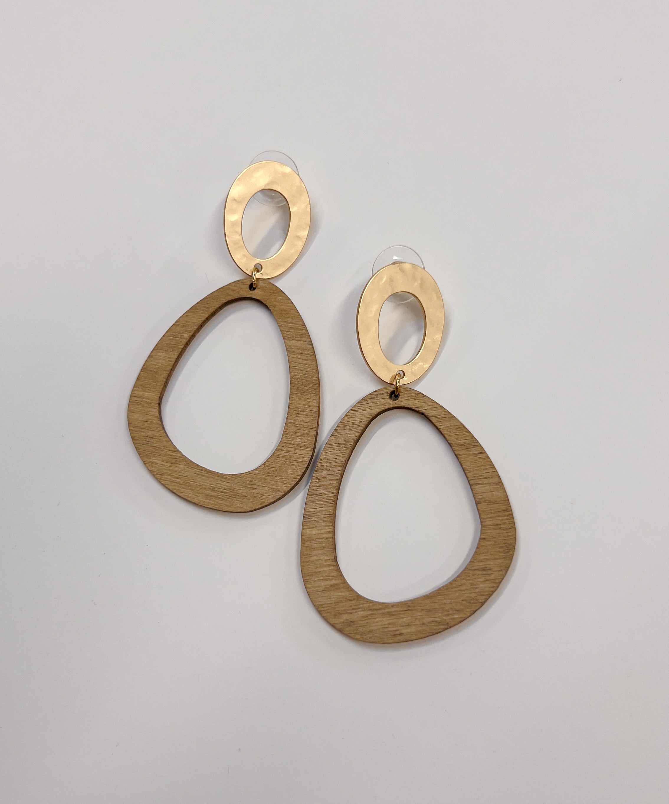 Gold & Wooden Drop Earring