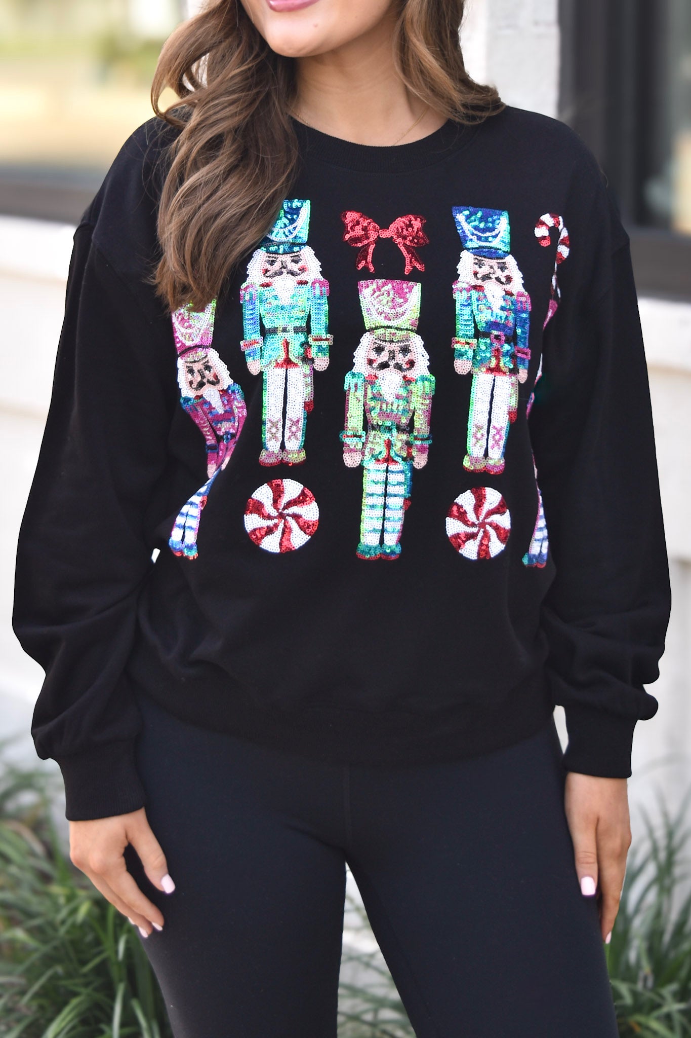 Sequin Nutcracker Black Sweatshirt