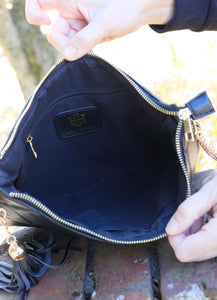 Madelyn Black Quilted Clutch/Crossbody