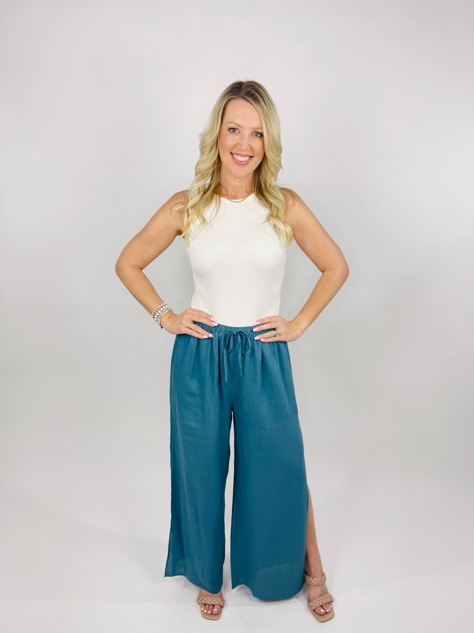 On The Coast Blue Flowy Pants