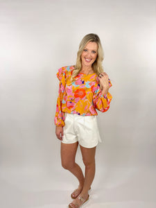 Sunshiny Days Floral Puff Sleeve Blouse