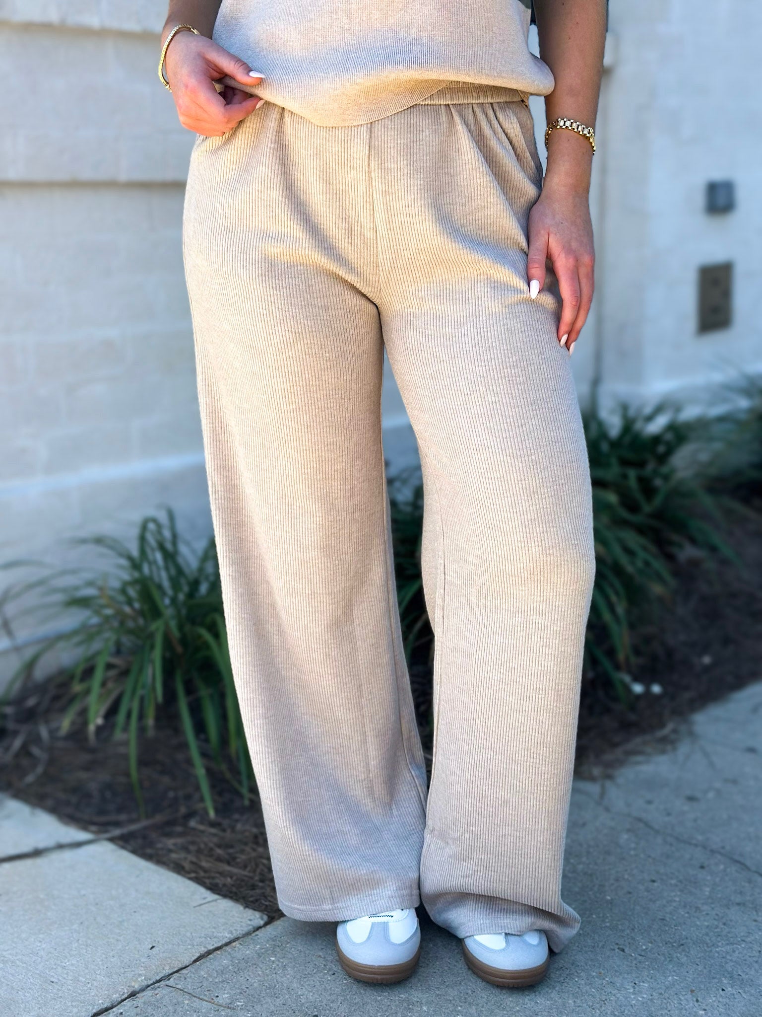 Victoria Mocha Ribbed Pants