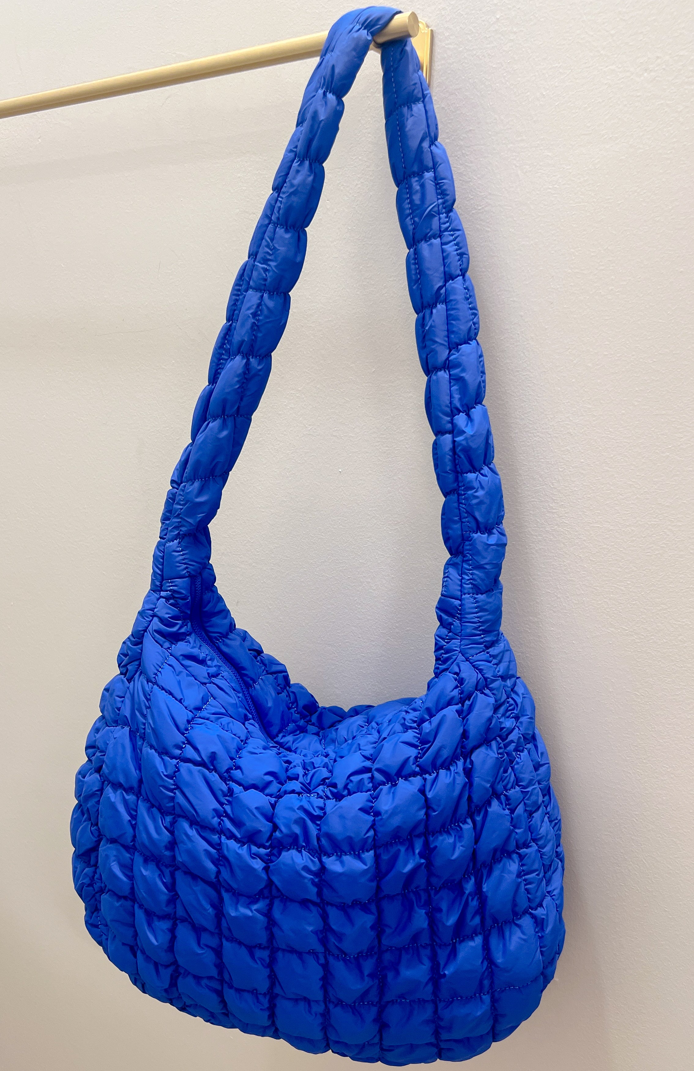 Royal Blue Quilted Puffer Tote Bag