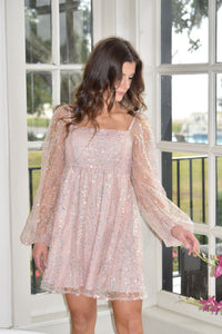 Sparkling Sequin And Pearl Babydoll Dress