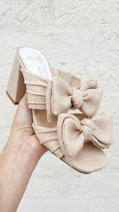 Lucy Beige Bow Heels