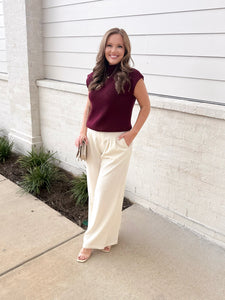 Hollie Cream Linen Wide Leg Pants